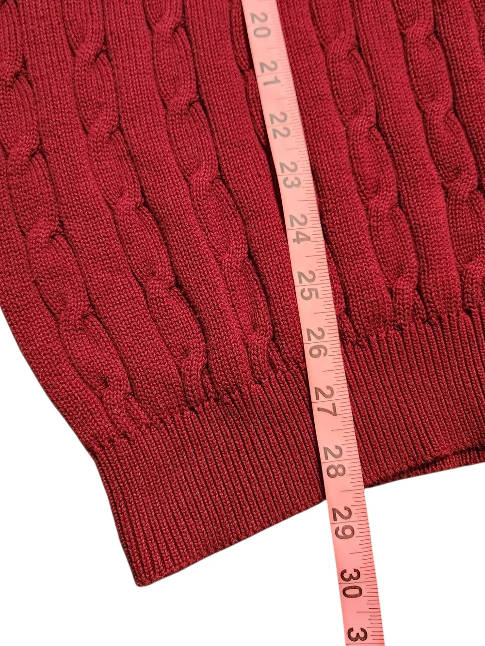 Lyle & Scott Men's Size L Red Burgundy Cable-Knit Half Zip Pullover Sweater Luxe